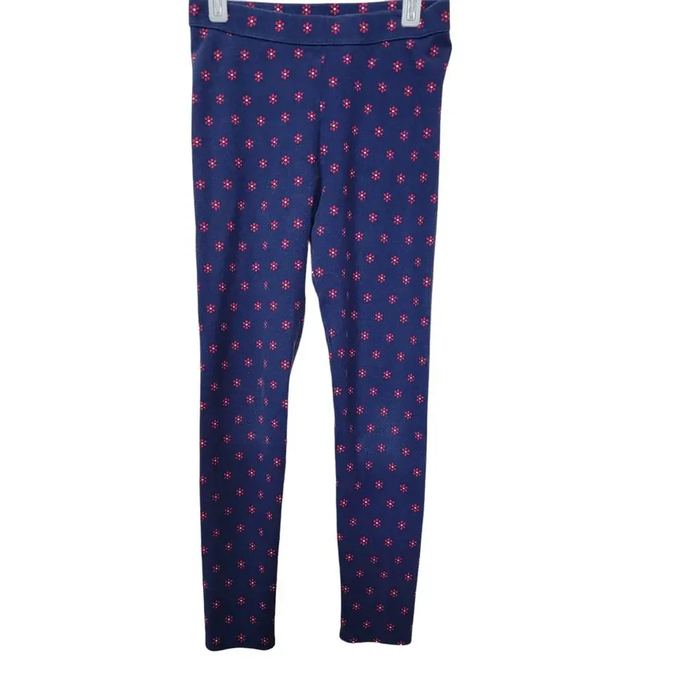 Janie and Jack Navy and Red Floral Girls Leggings Size 12